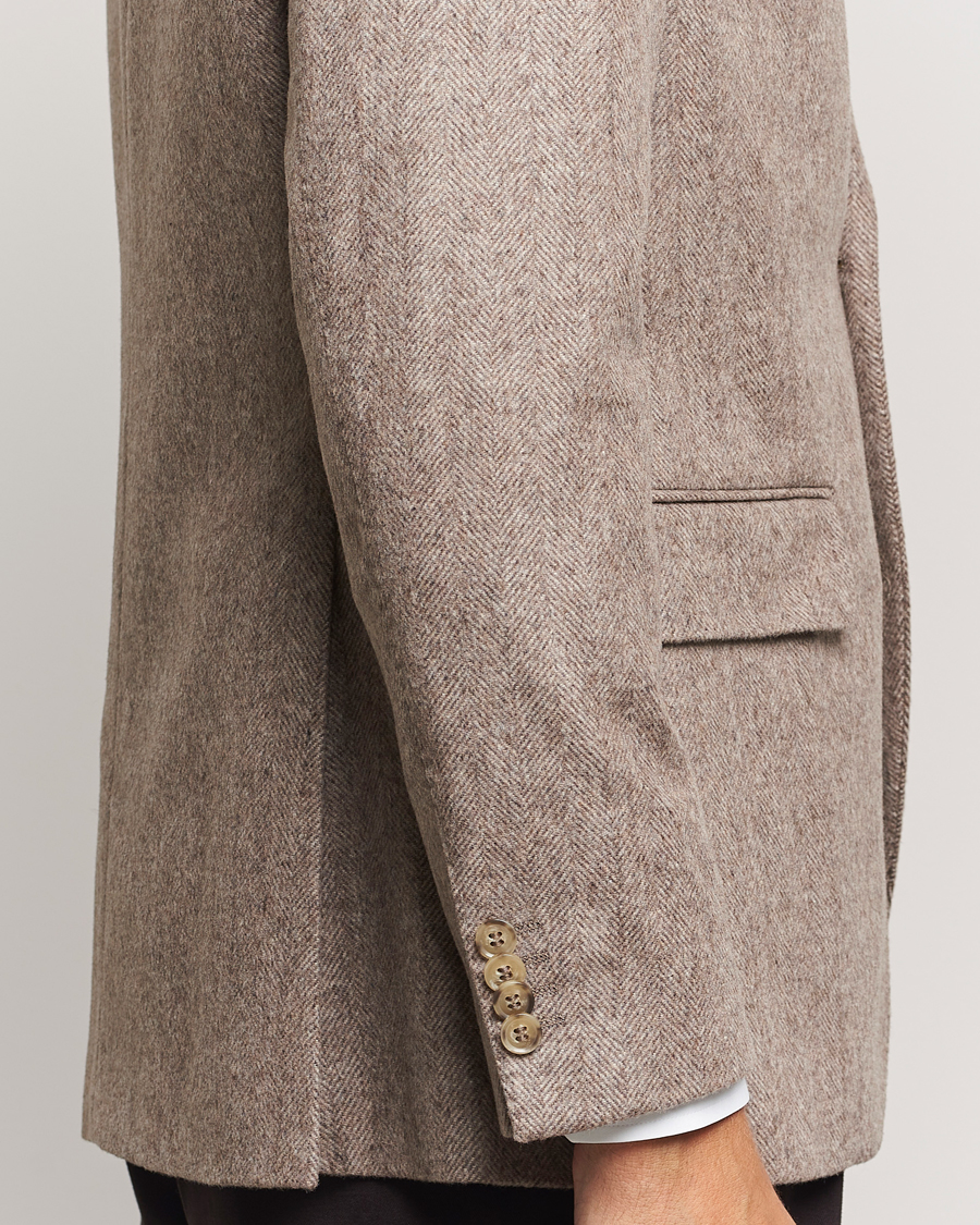 Homme | Blazers | Oscar Jacobson | Fogerty Herringbone Wool Blazer Beige