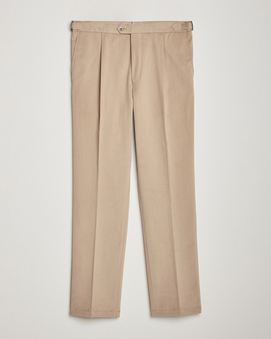 Heren | Broeken | Oscar Jacobson | Delon Brushed Cotton Trousers Beige