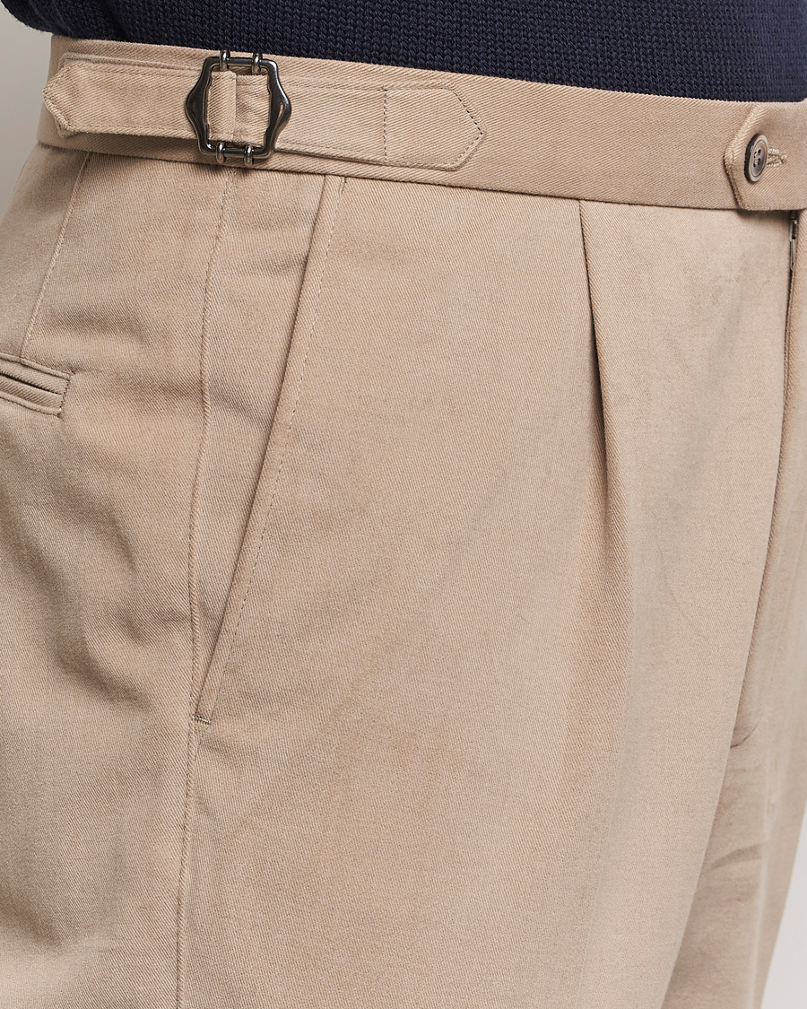 Heren | Broeken | Oscar Jacobson | Delon Brushed Cotton Trousers Beige