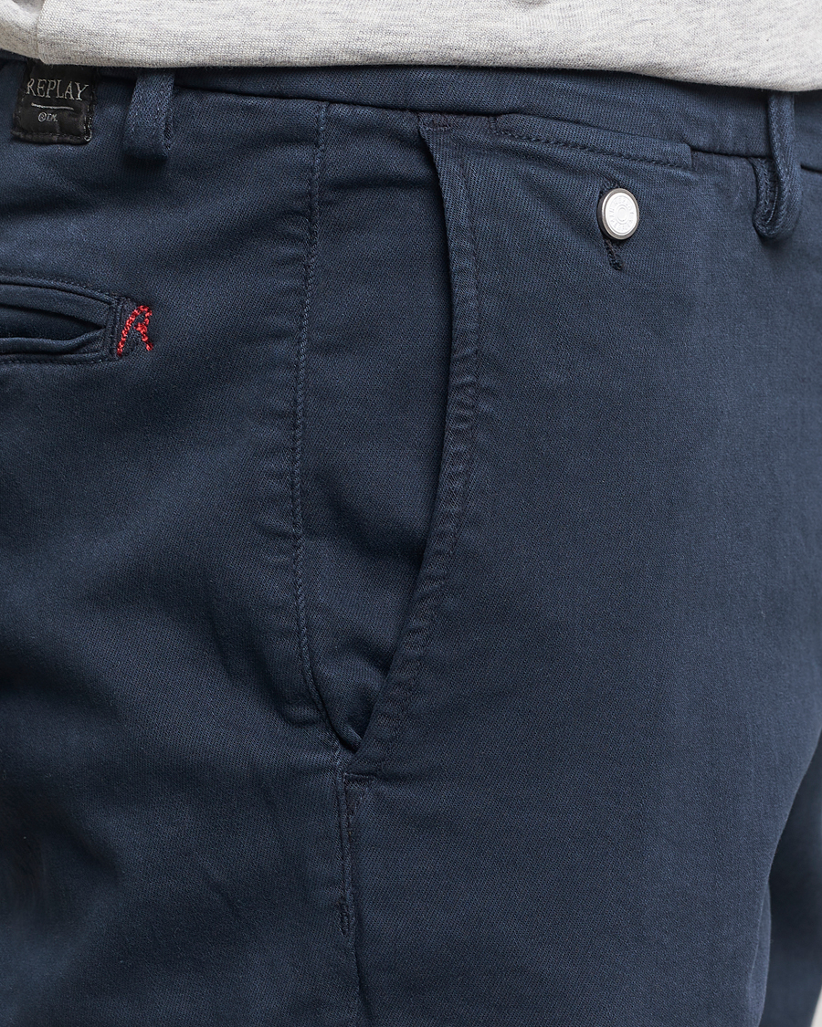 Heren | Broeken | Replay | Benni Hyperflex X-Lite Chinos Navy