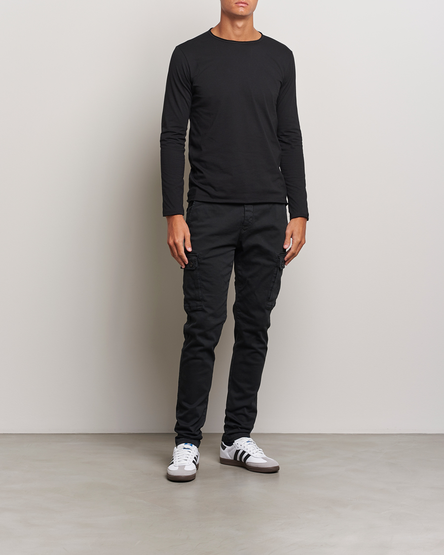 Heren | T-shirts | Replay | Crew Neck Long Sleeve T-Shirt Black