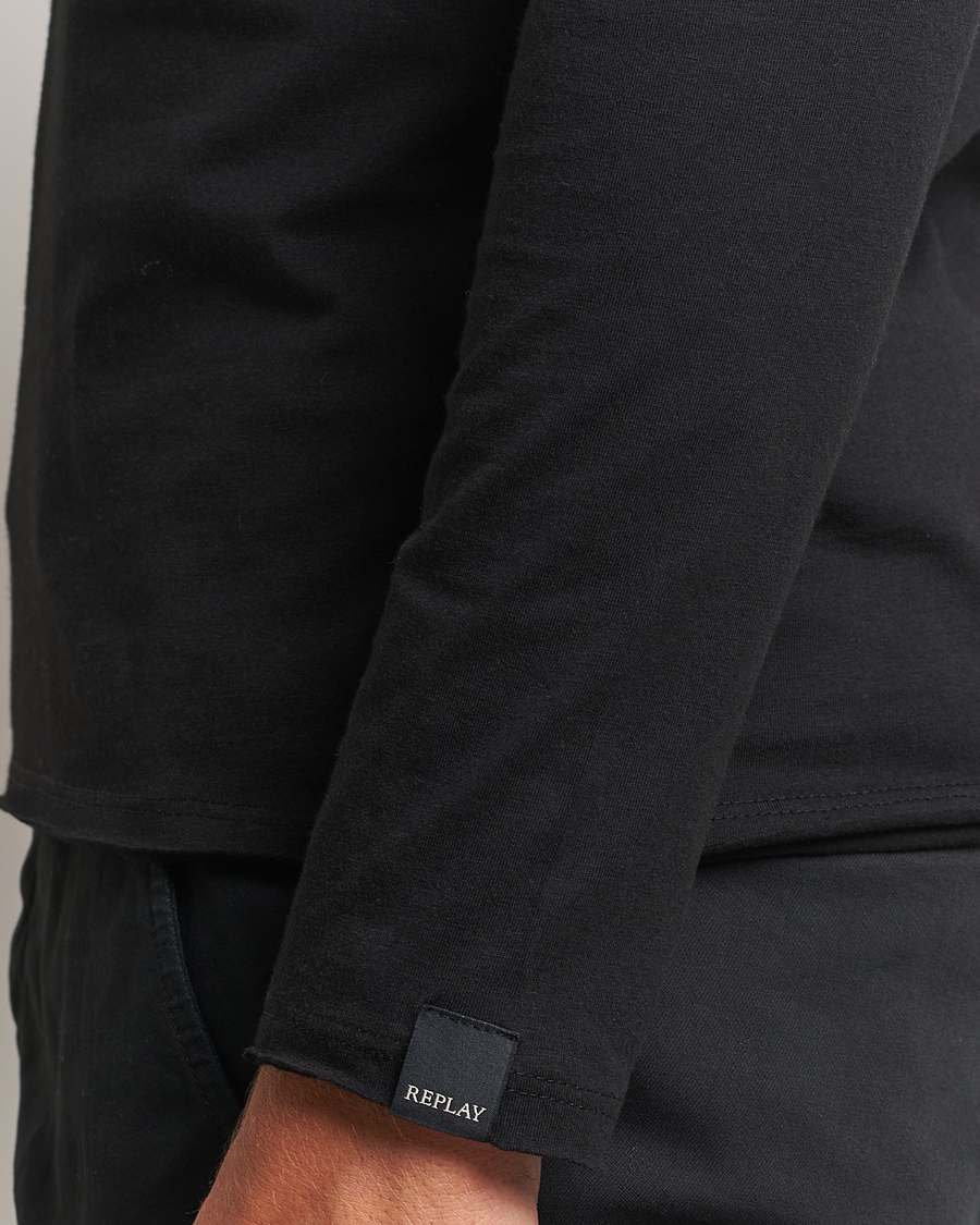 Heren | T-shirts | Replay | Crew Neck Long Sleeve T-Shirt Black