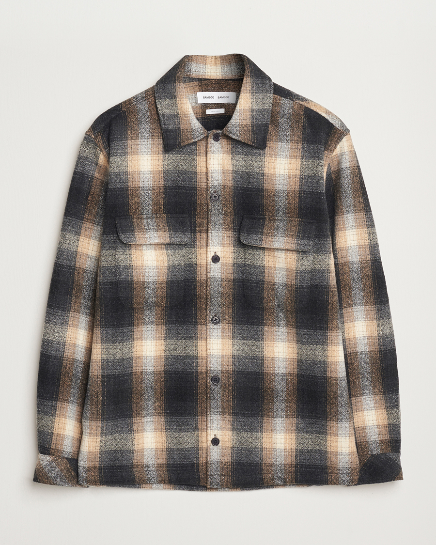 Heren | Overhemden | Samsøe Samsøe | Castor Checked Overshirt Petrified Brown