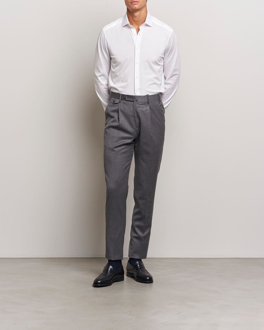 Homme | Chemises | Stenströms | Slimline Stretch Jersey Shirt White