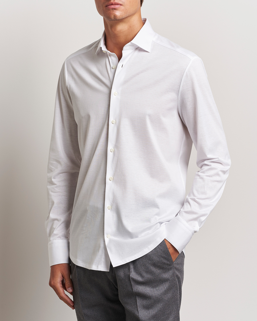 Homme | Chemises | Stenströms | Slimline Stretch Jersey Shirt White