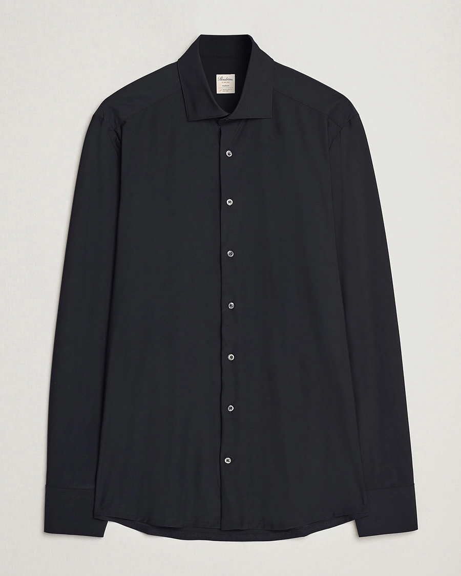 Homme | Chemises | Stenströms | Slimline Stretch Jersey Shirt Black