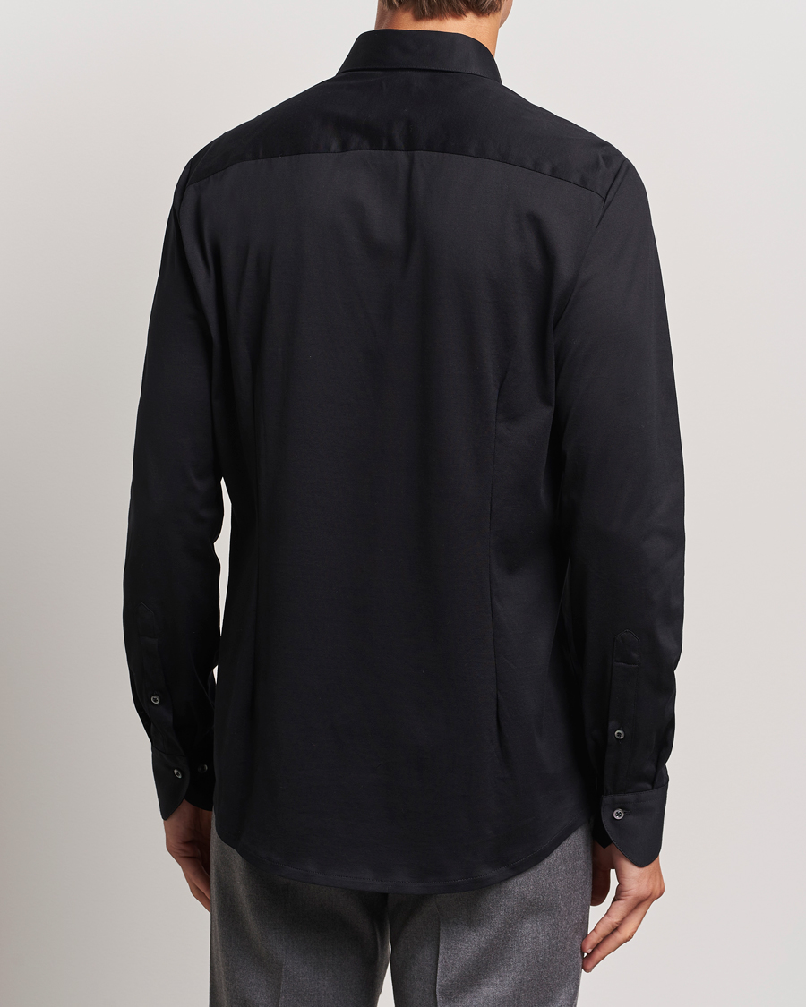Homme | Chemises | Stenströms | Slimline Stretch Jersey Shirt Black