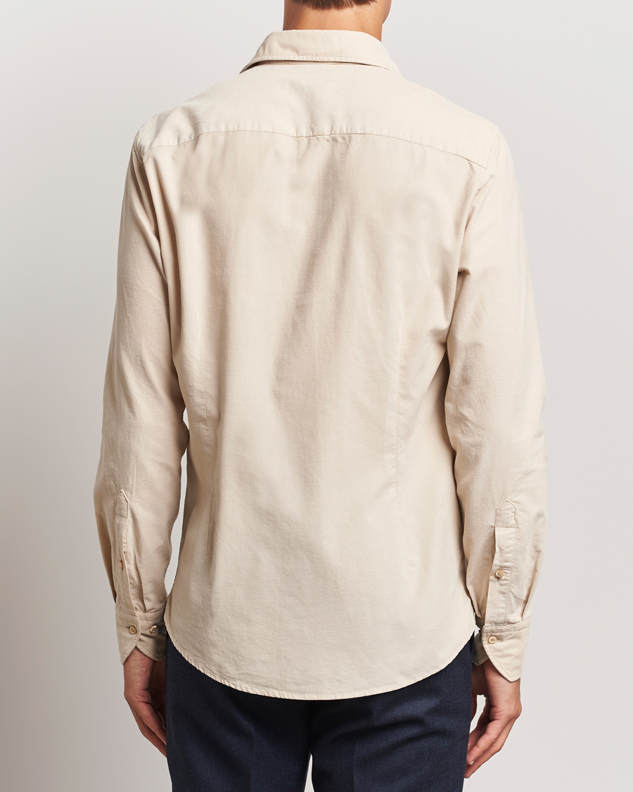 Heren | Overhemden | Stenströms | Slimline Cut Away Cord Shirt Beige