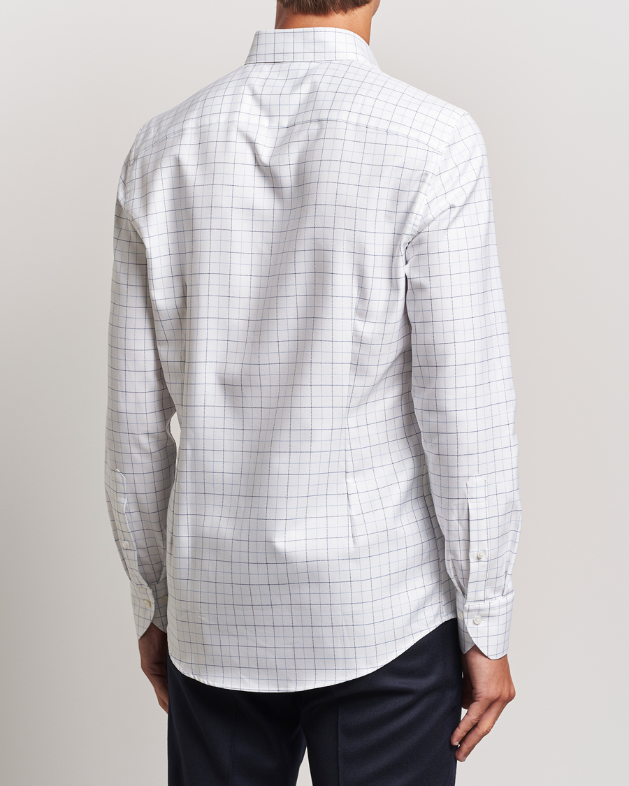 Homme | Chemises | Stenströms | Slimline Checked Oxford Button Down Shirt White