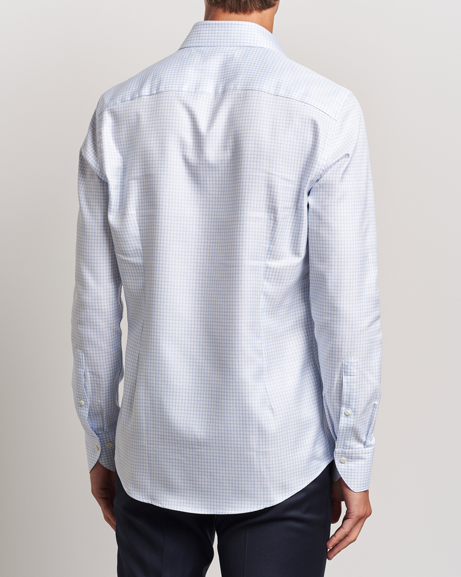 Homme | Chemises | Stenströms | Slimline Mini Check Twill Shirt White/Blue