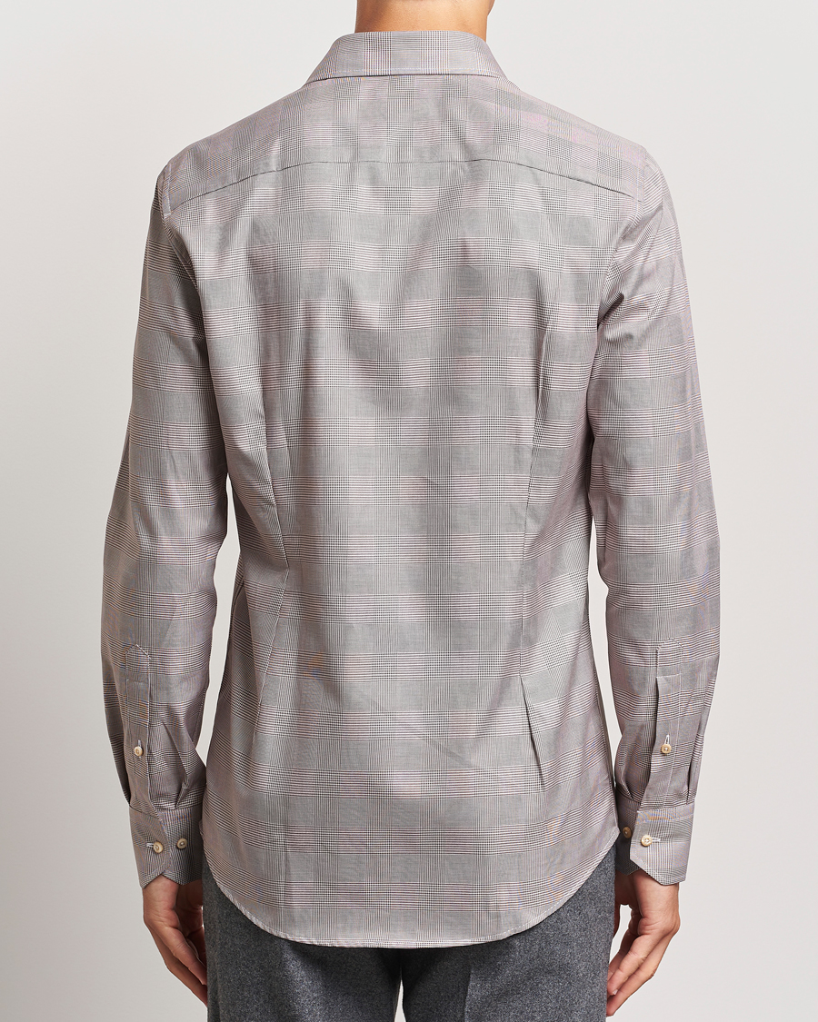 Heren | Overhemden | Stenströms | Slimline Checked Twill Shirt Brown