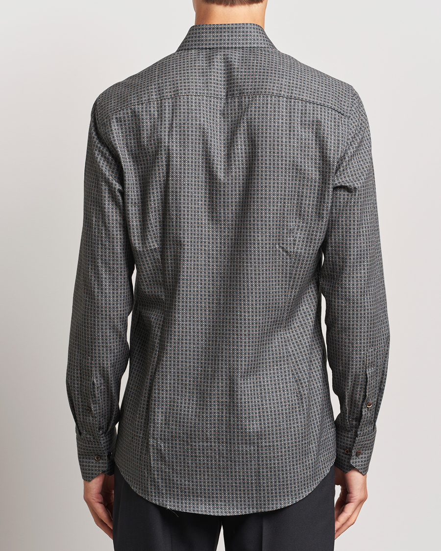 Heren | Overhemden | Stenströms | Slimline Brushed Printed Cut Away Shirt Black