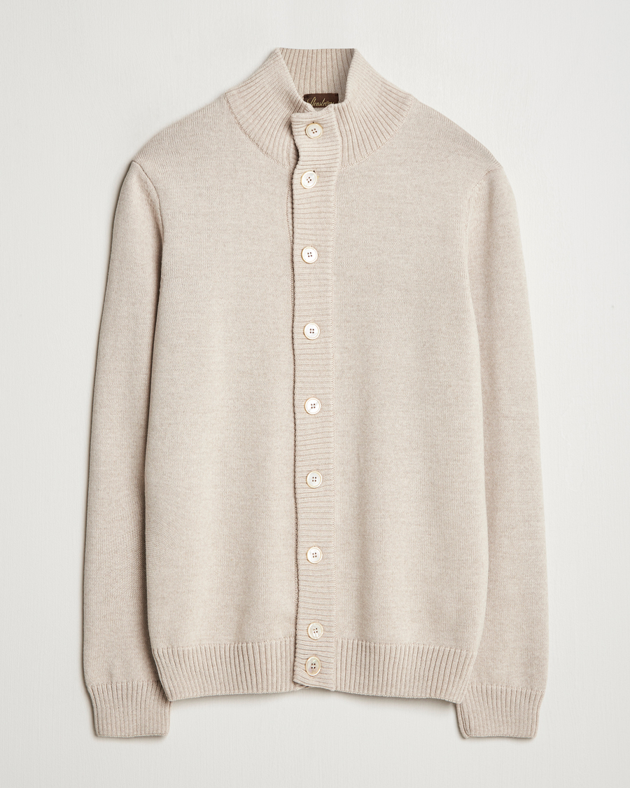 Heren | Truien | Stenströms | Chunky Knitted Merino Cardigan Beige