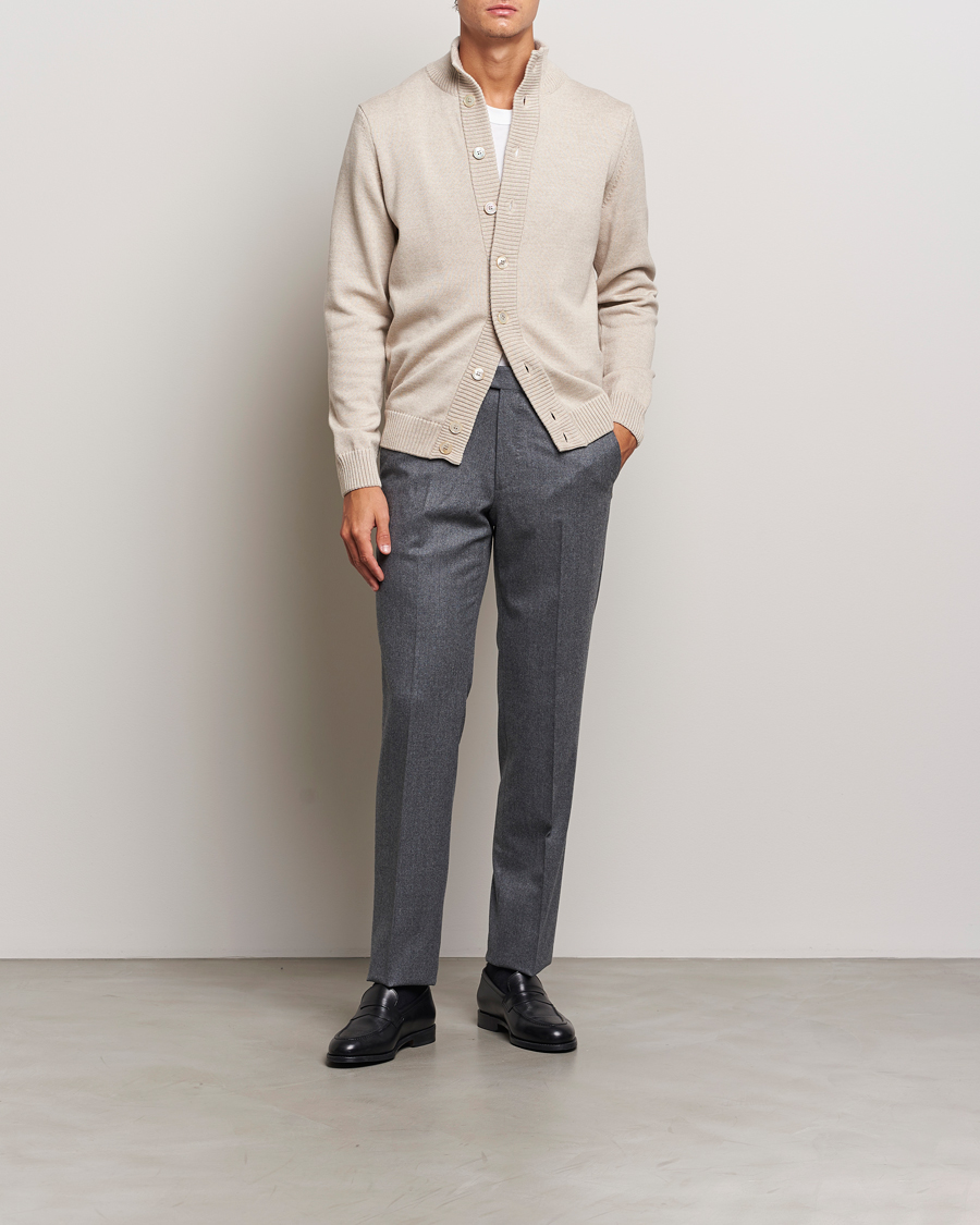 Heren | Truien | Stenströms | Chunky Knitted Merino Cardigan Beige