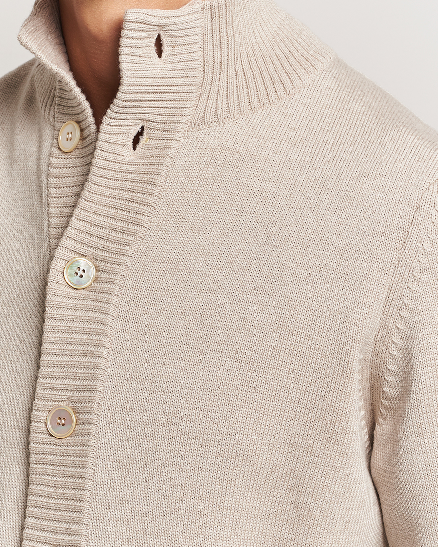 Heren | Truien | Stenströms | Chunky Knitted Merino Cardigan Beige
