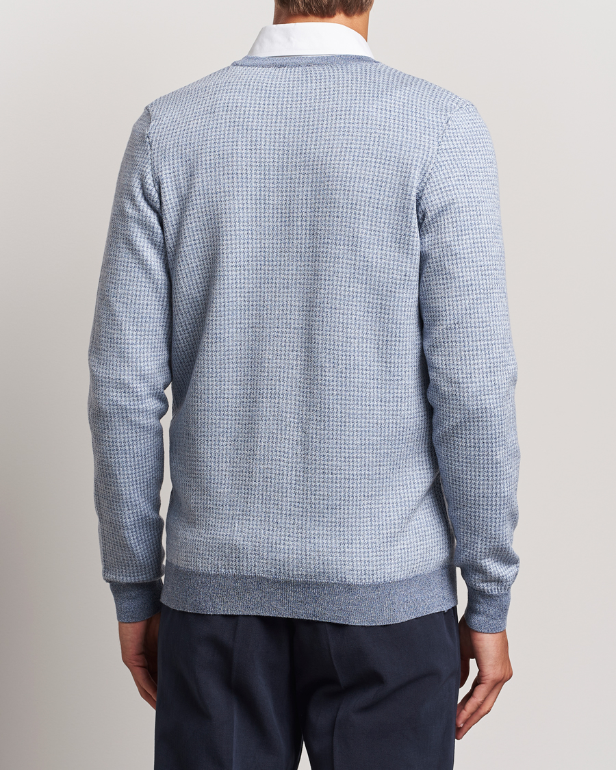 Heren | Truien | Stenströms | Pepita Merino Wool Cardigan Navy