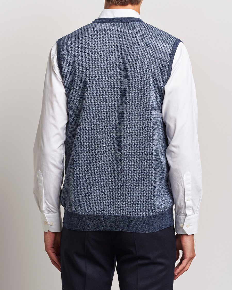 Heren | Truien | Stenströms | Pepita Merino Wool Vest Navy