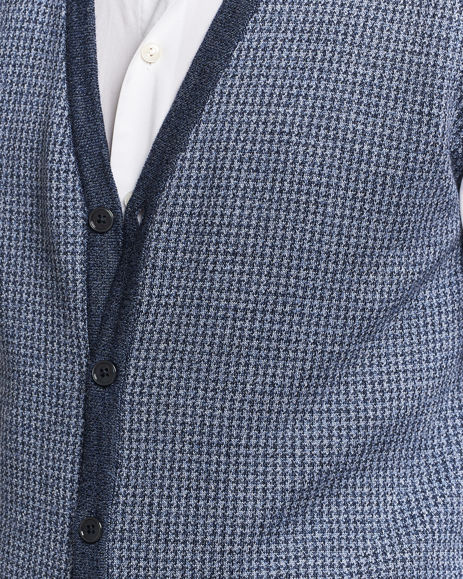 Heren | Truien | Stenströms | Pepita Merino Wool Vest Navy