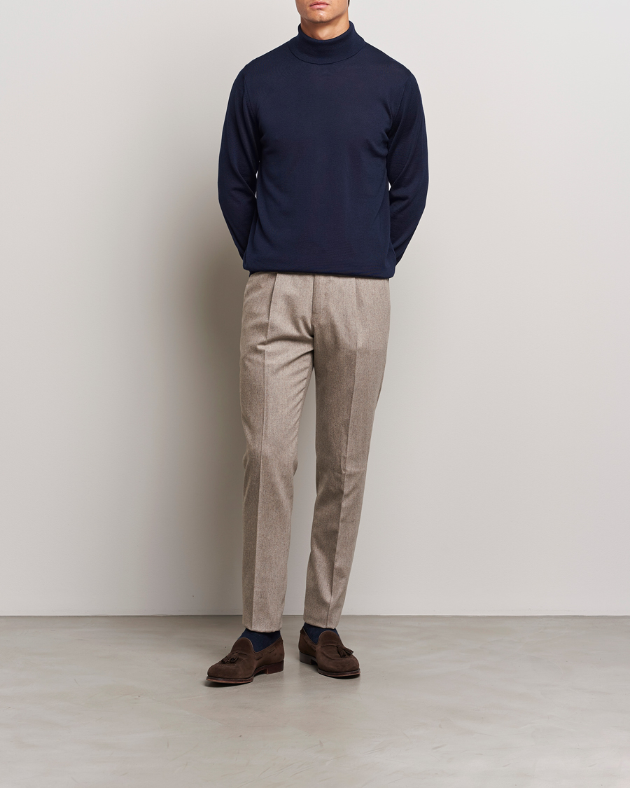 Heren | Truien | Stenströms | Merino Rollneck Navy