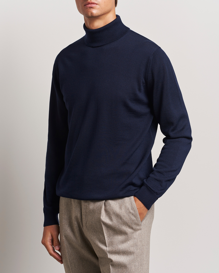 Heren | Truien | Stenströms | Merino Rollneck Navy