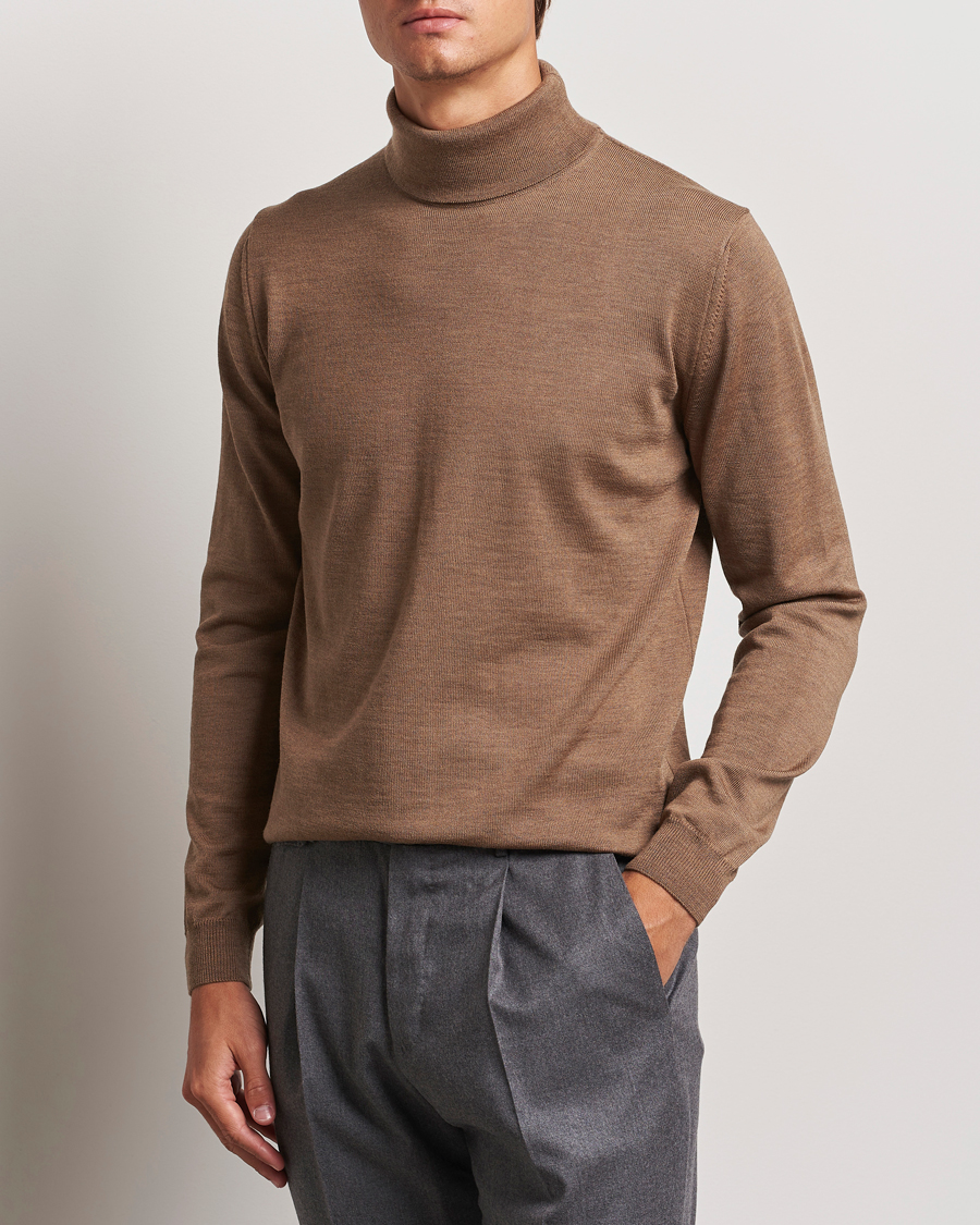 Heren | Truien | Stenströms | Merino Rollneck Brown