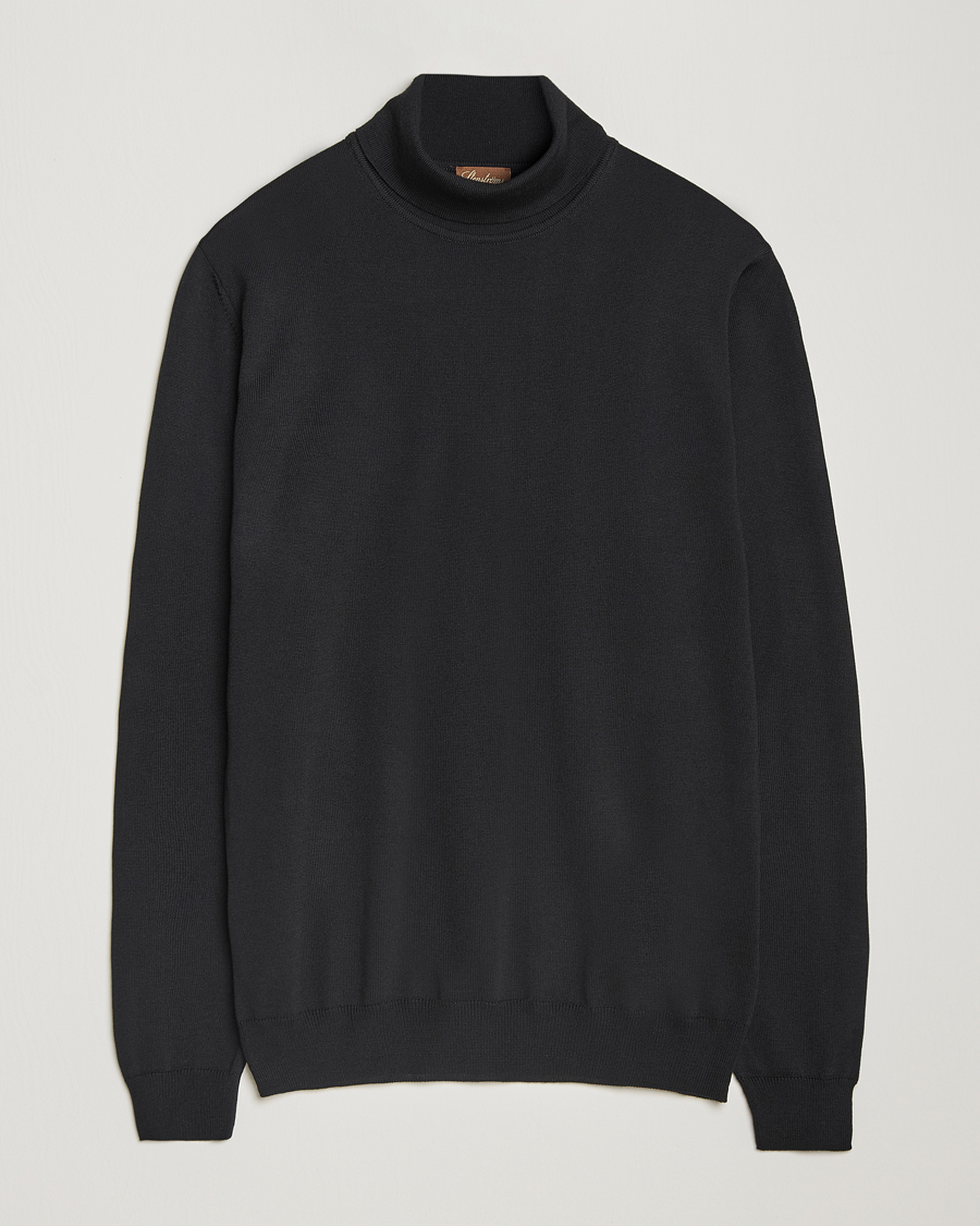 Heren | Truien | Stenströms | Merino Rollneck Black