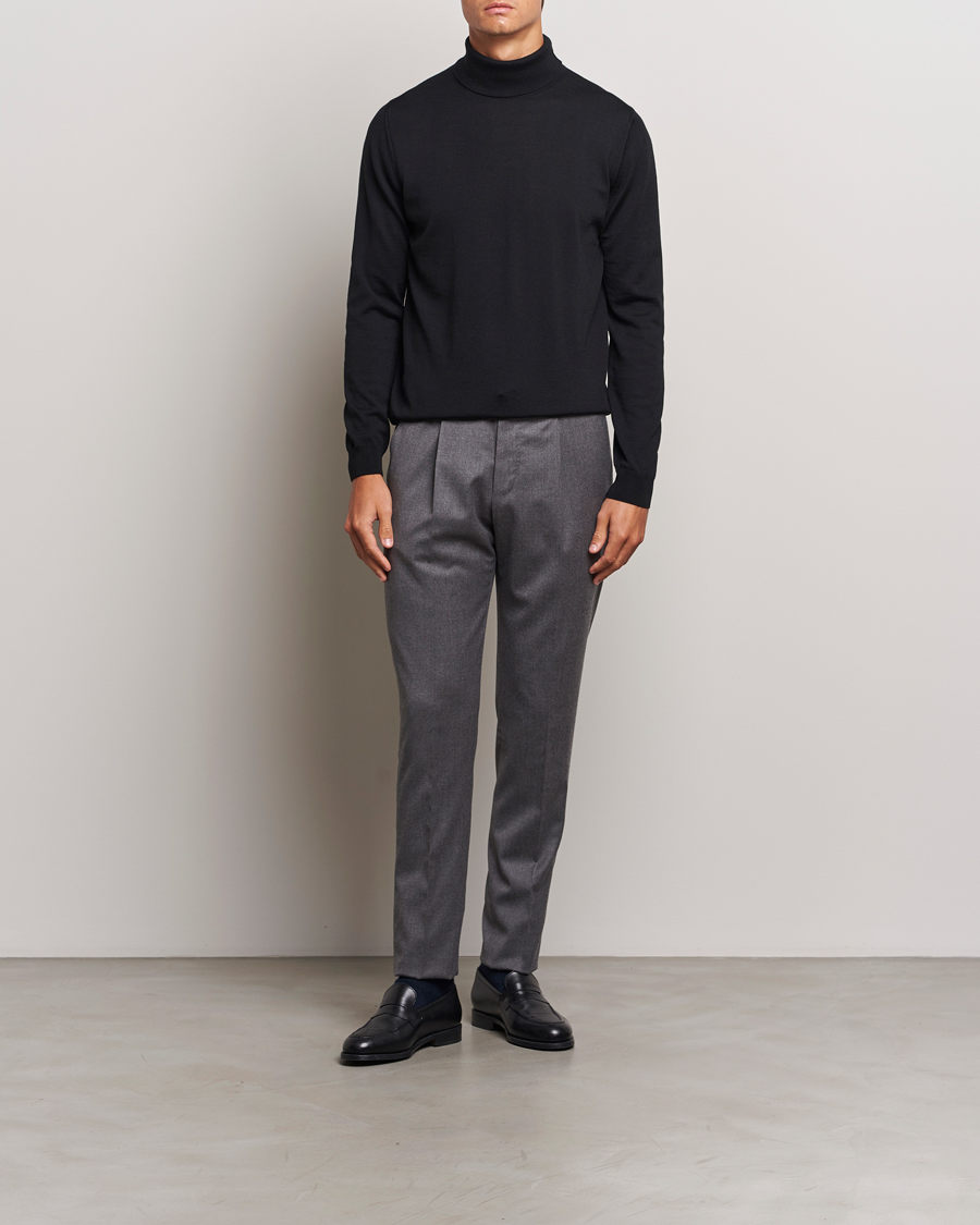 Heren | Truien | Stenströms | Merino Rollneck Black