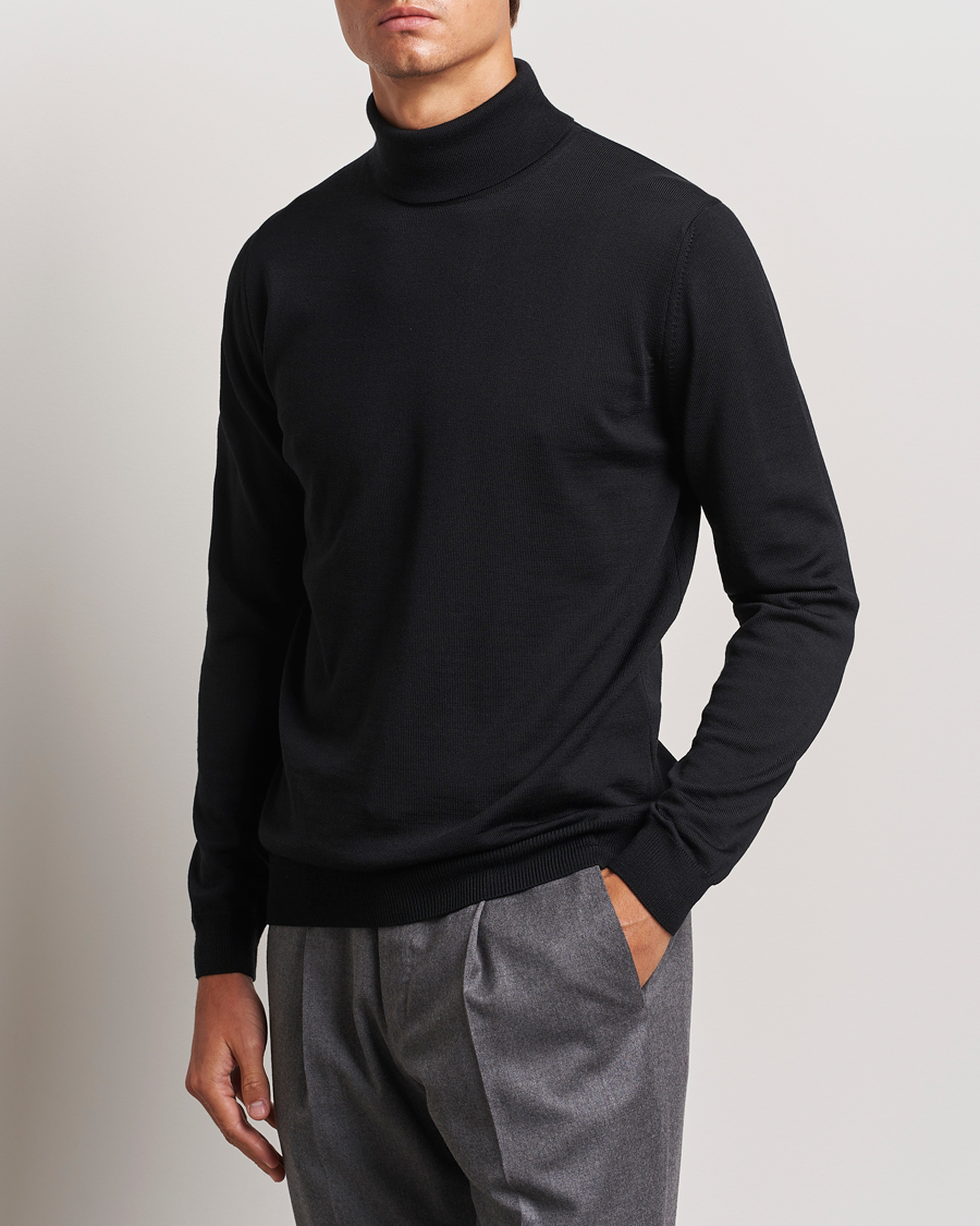 Heren | Truien | Stenströms | Merino Rollneck Black