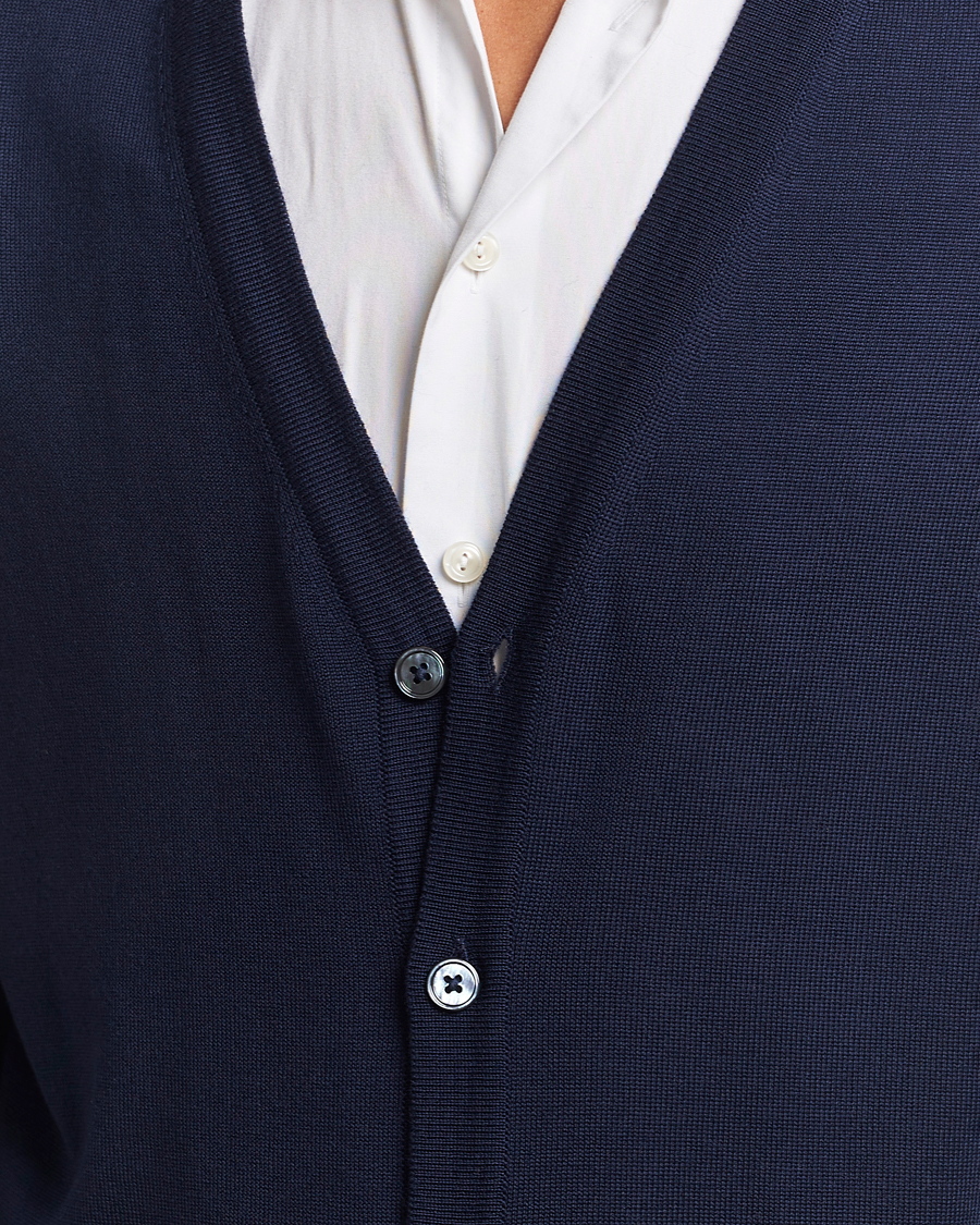 Heren | Truien | Stenströms | Merino Cardigan Navy