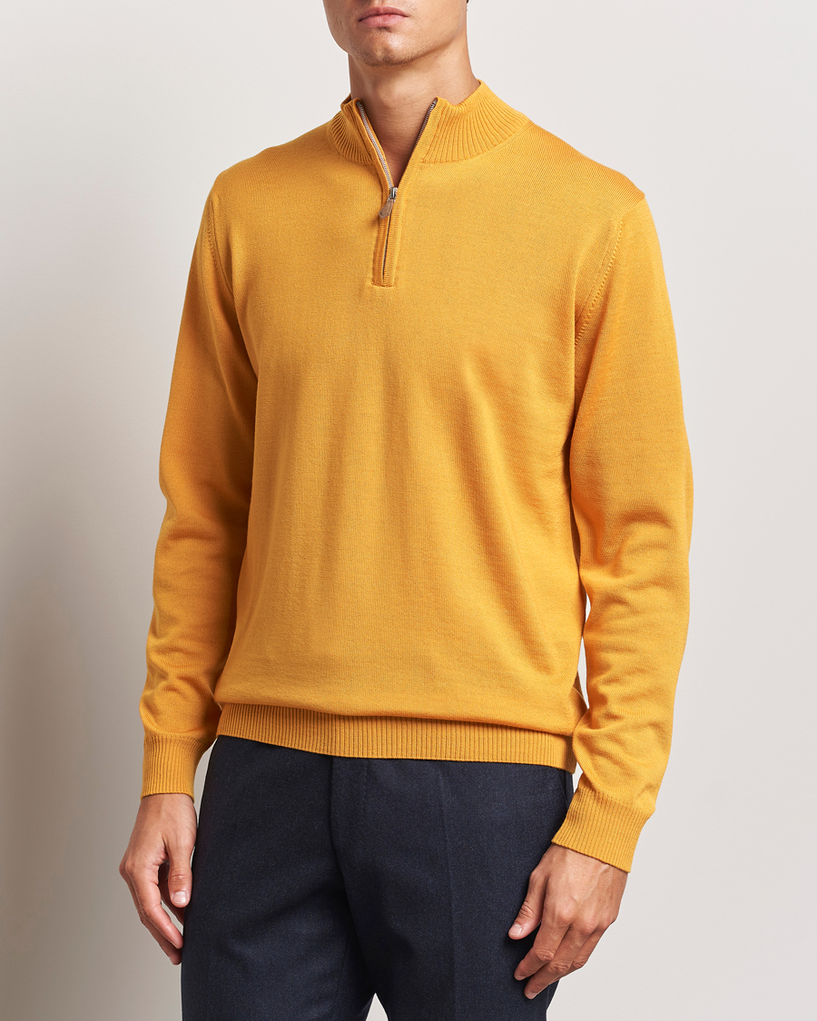 Heren | Truien | Stenströms | Merino Half Zip Yellow