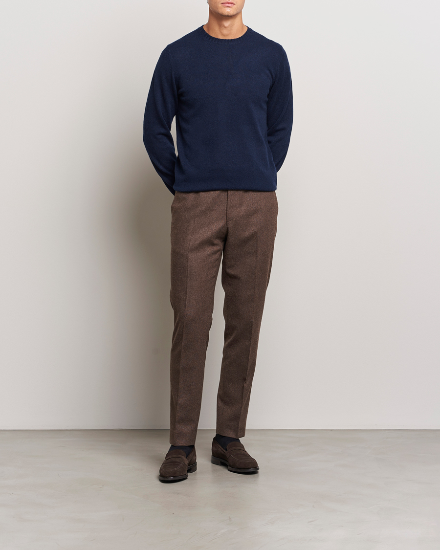 Heren | Truien | Stenströms | Cashmere Crewneck Navy