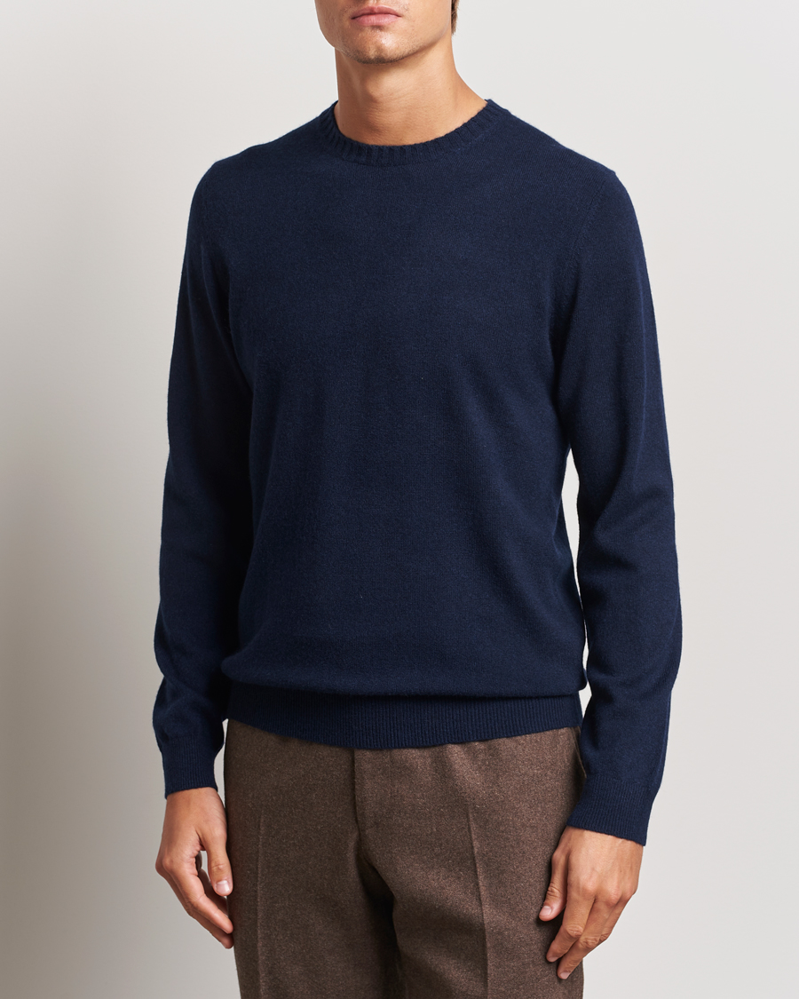 Heren | Truien | Stenströms | Cashmere Crewneck Navy
