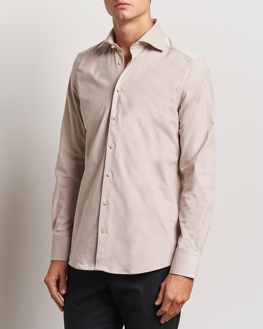 Homme | Chemises | Stenströms | 1899 Velvet Baby Corduroy Shirt Beige