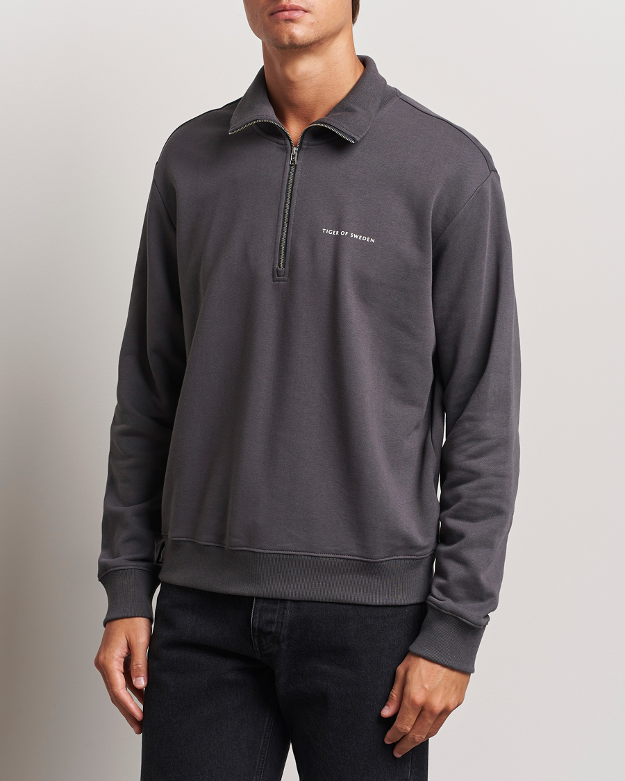 Heren | Truien | Tiger of Sweden | Marlon Half Zip Sweatshirt Charcoal