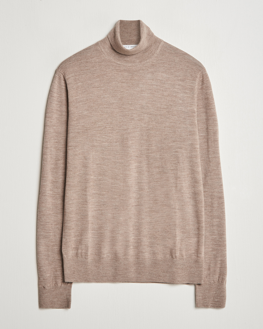 Heren | Truien | Tiger of Sweden | Nevile Extra Fine Merino Polo Beige Melange