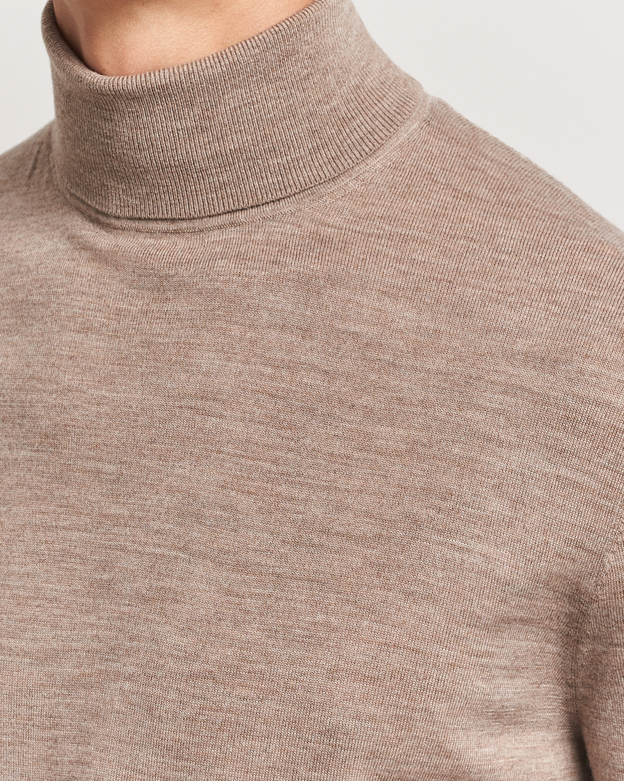 Heren | Truien | Tiger of Sweden | Nevile Extra Fine Merino Polo Beige Melange