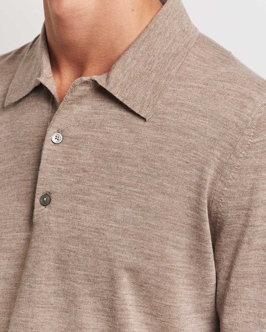 Homme | Pulls Et Tricots | Tiger of Sweden | Eross Extra Fine Merino Poloshirt Beige Melange