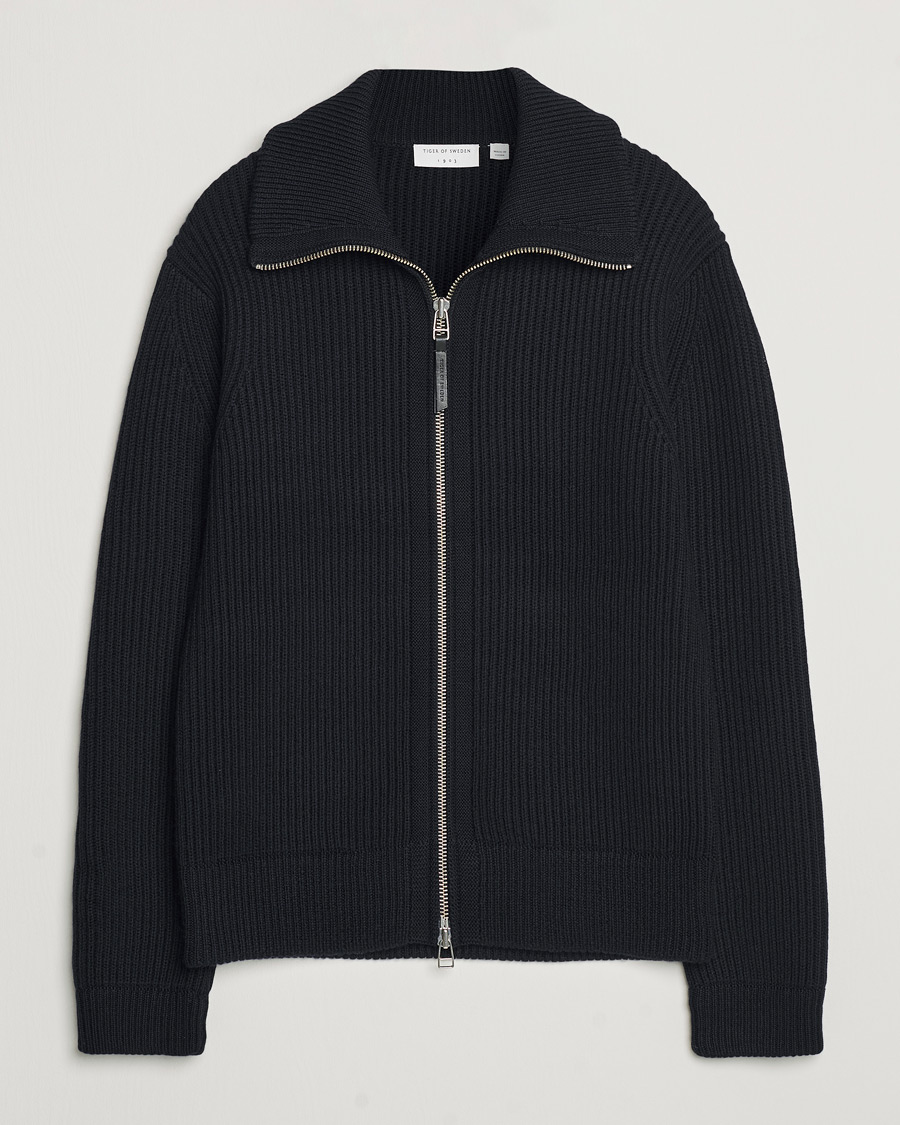 Heren | Truien | Tiger of Sweden | Niall Heavy Knitted Full Zip Light Ink