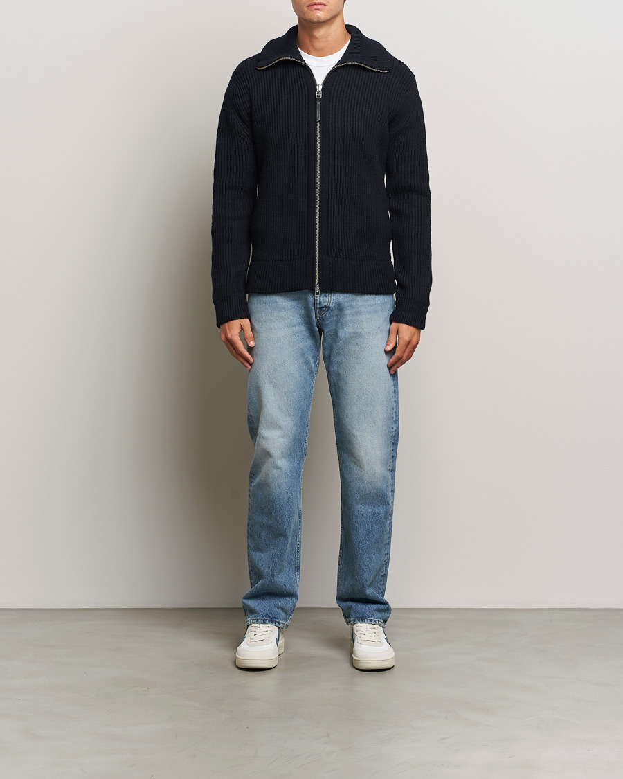 Heren | Truien | Tiger of Sweden | Niall Heavy Knitted Full Zip Light Ink