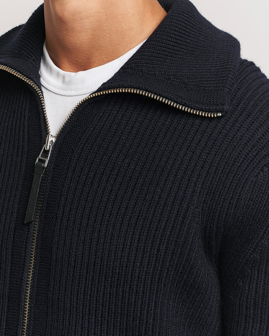 Heren | Truien | Tiger of Sweden | Niall Heavy Knitted Full Zip Light Ink