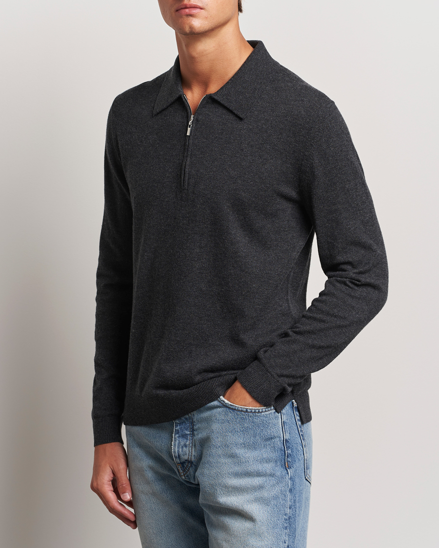 Homme | Pulls Et Tricots | Tiger of Sweden | Orbit Wool/Cotton Half Zip Charcoal