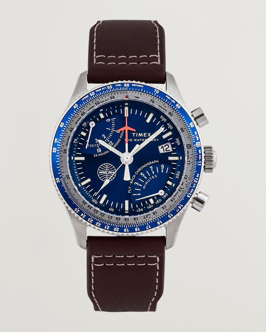 Heren | Timex Pan Am Flyback Chronograph 43mm Blue Dial | Timex | Pan Am Flyback Chronograph 43mm Blue Dial