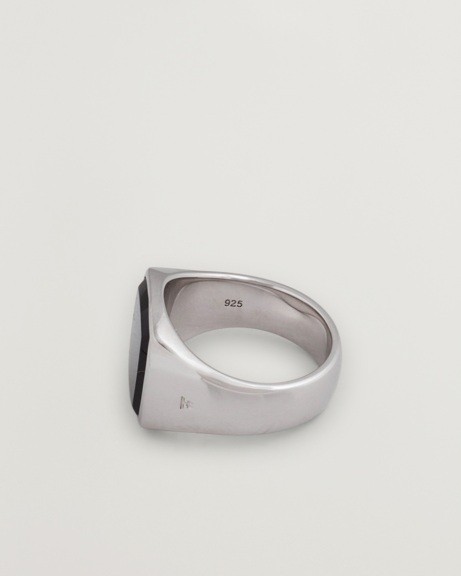 Heren | Sieraden | Tom Wood | Cushion Polished Black Onyx Ring Silver