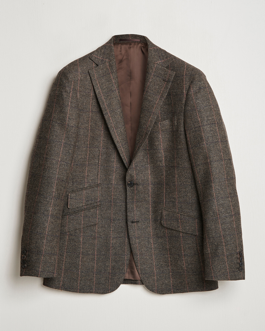 Homme | Blazers | Walker Slater | Edward Lambswool Windowpane Blazer Brown