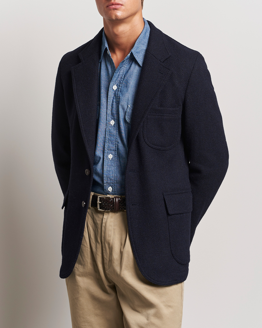 Heren | Blazers | Drake's | MKVII Harris Tweed Blazer Navy