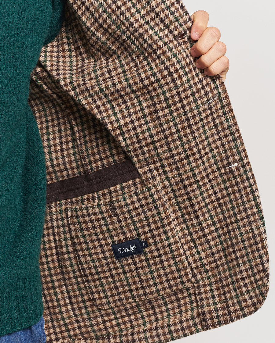 Heren | Blazers | Drake's | MKVII Gun Check Tweed Blazer Brown