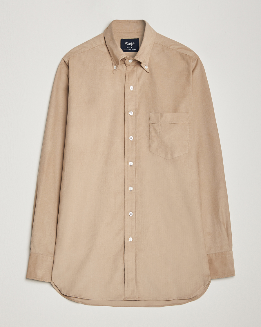 Homme | Chemises | Drake's | Button Down Corduroy Shirt Ecru