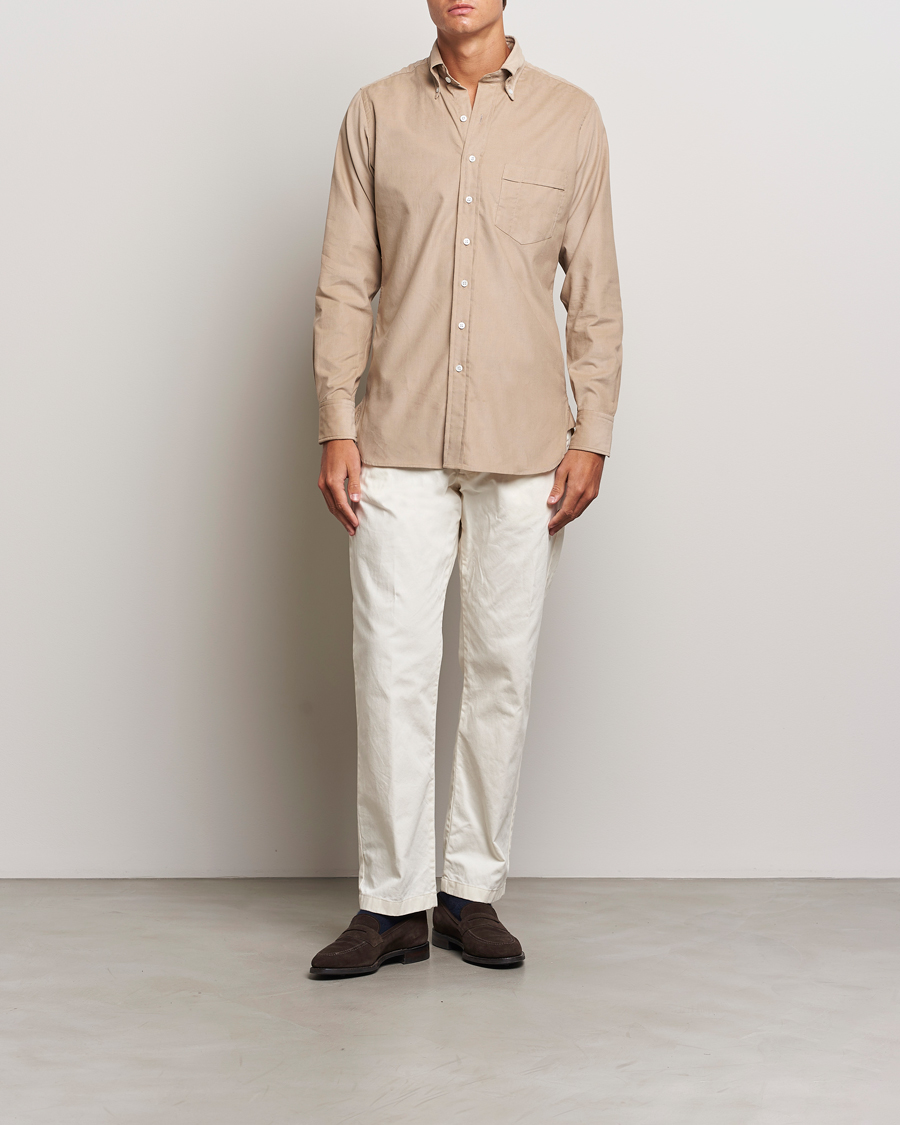 Homme | Chemises | Drake's | Button Down Corduroy Shirt Ecru