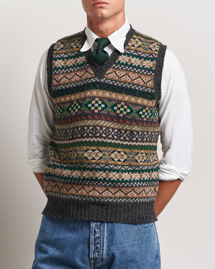 Homme | Pulls Et Tricots | Drake's | Fairisle Wool Vest Purple Multi
