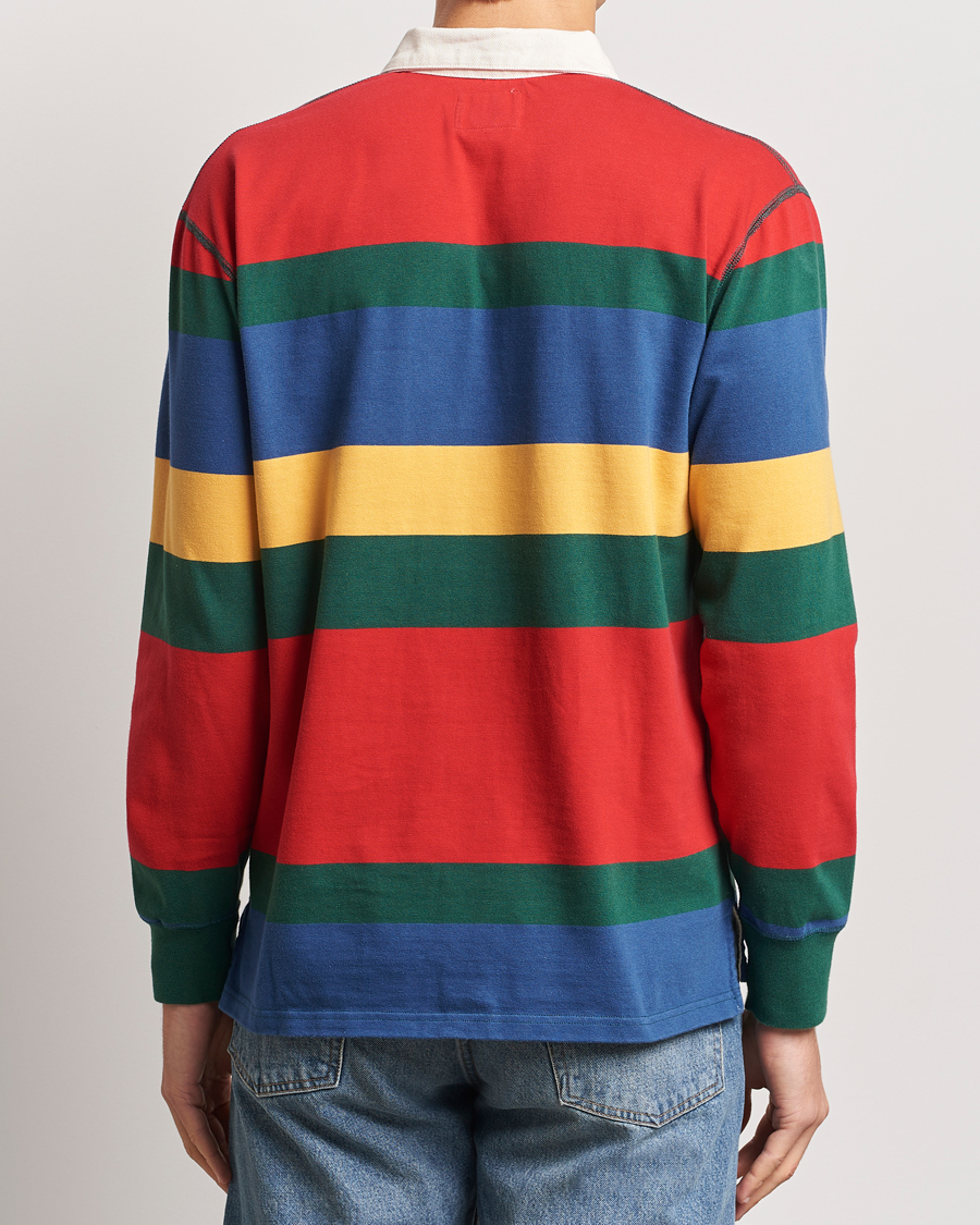 Homme | Pulls Et Tricots | Drake's | Multi Striped Rugby Shirt Red/Green/Blue